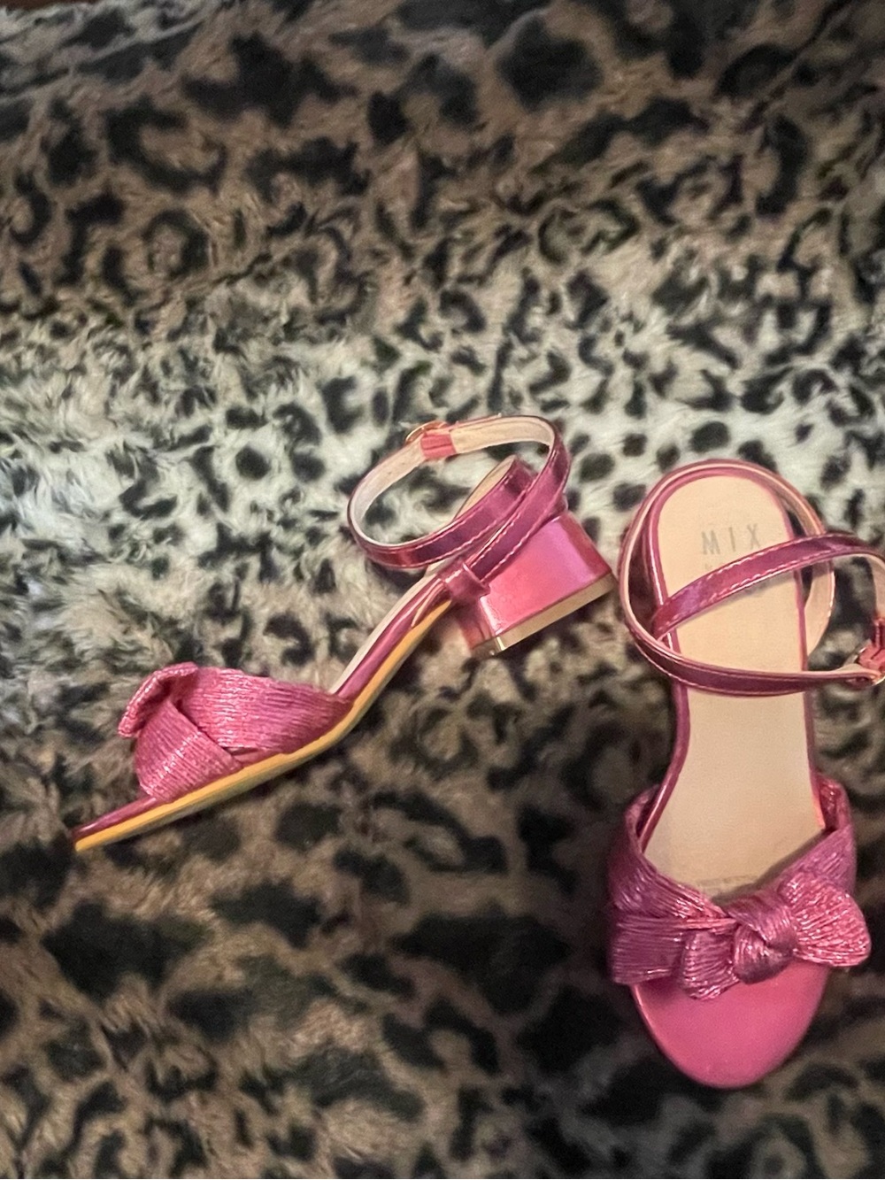 Girls Mix No. 6 Shimmery Hot Pink Bow Ankle-Strap Sandals